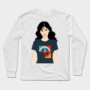 Grumpy Woman Wearing a Modern Tshirt Long Sleeve T-Shirt